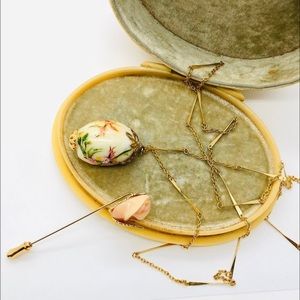 Adorable Egg Pendant & Floral Stick pin